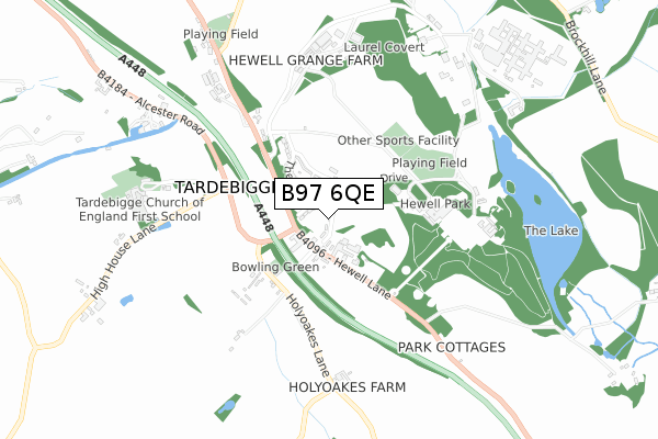 B97 6QE map - small scale - OS Open Zoomstack (Ordnance Survey)