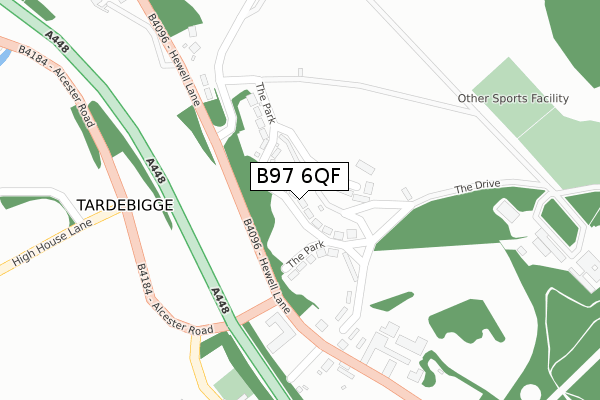 B97 6QF map - large scale - OS Open Zoomstack (Ordnance Survey)