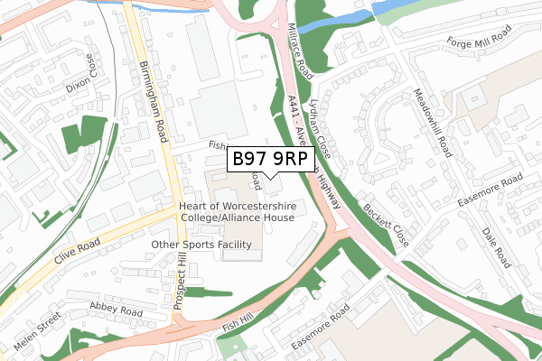 B97 9RP map - large scale - OS Open Zoomstack (Ordnance Survey)