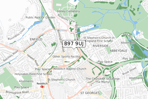 B97 9UJ map - small scale - OS Open Zoomstack (Ordnance Survey) B97 9UJ map - small scale - OS Open Zoomstack (Ordnance Survey)