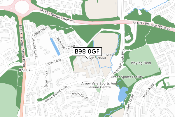 B98 0GF map - large scale - OS Open Zoomstack (Ordnance Survey)