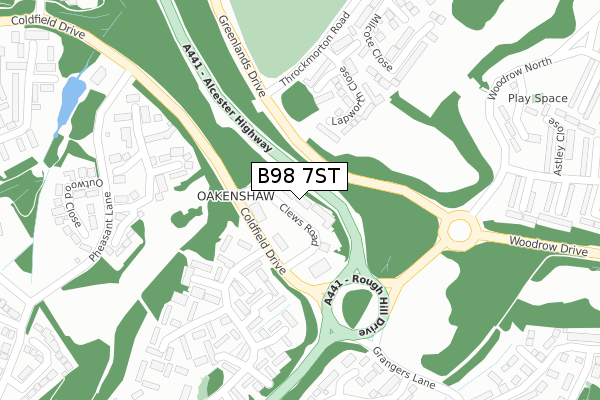 B98 7ST map - large scale - OS Open Zoomstack (Ordnance Survey)