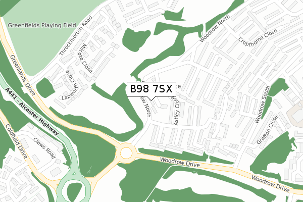 B98 7SX map - large scale - OS Open Zoomstack (Ordnance Survey)