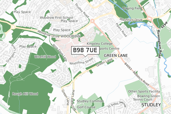 B98 7UE map - small scale - OS Open Zoomstack (Ordnance Survey) B98 7UE map - small scale - OS Open Zoomstack (Ordnance Survey)