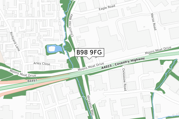 B98 9FG map - large scale - OS Open Zoomstack (Ordnance Survey)