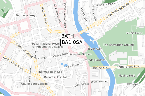 BA1 0SA map - large scale - OS Open Zoomstack (Ordnance Survey)