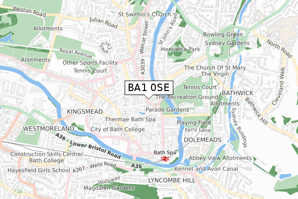 BA1 0SE map - small scale - OS Open Zoomstack (Ordnance Survey)
