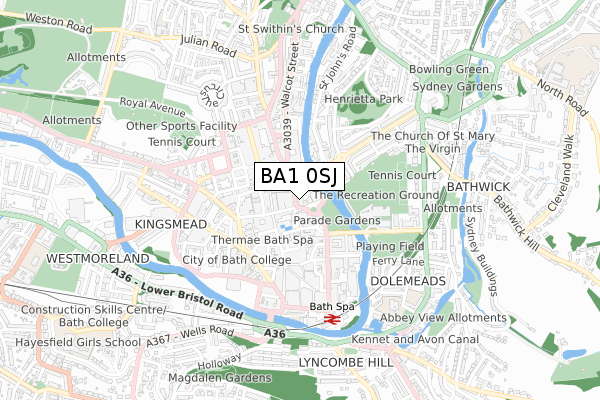 BA1 0SJ map - small scale - OS Open Zoomstack (Ordnance Survey) BA1 0SJ map - small scale - OS Open Zoomstack (Ordnance Survey)