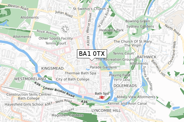 BA1 0TX map - small scale - OS Open Zoomstack (Ordnance Survey) BA1 0TX map - small scale - OS Open Zoomstack (Ordnance Survey)