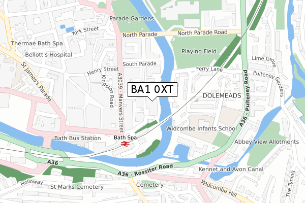 BA1 0XT map - large scale - OS Open Zoomstack (Ordnance Survey)
