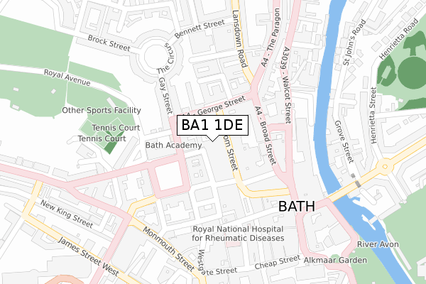 BA1 1DE map - large scale - OS Open Zoomstack (Ordnance Survey)