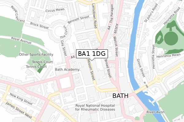 BA1 1DG map - large scale - OS Open Zoomstack (Ordnance Survey)