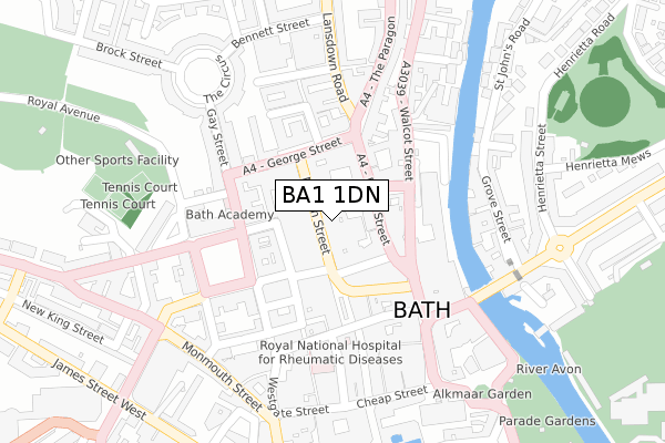 BA1 1DN map - large scale - OS Open Zoomstack (Ordnance Survey)