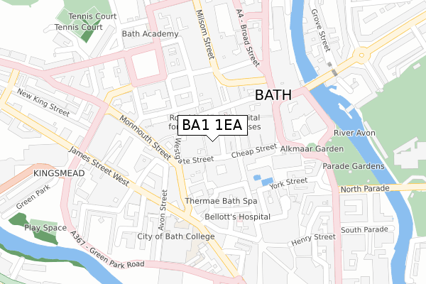 BA1 1EA map - large scale - OS Open Zoomstack (Ordnance Survey)