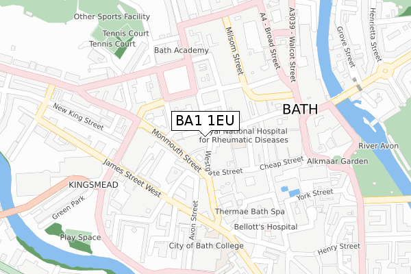 BA1 1EU map - large scale - OS Open Zoomstack (Ordnance Survey)
