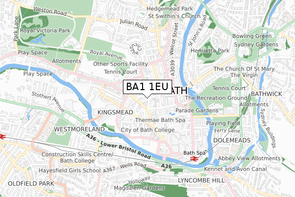 BA1 1EU map - small scale - OS Open Zoomstack (Ordnance Survey)
