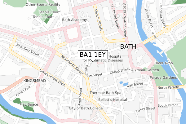 BA1 1EY map - large scale - OS Open Zoomstack (Ordnance Survey)