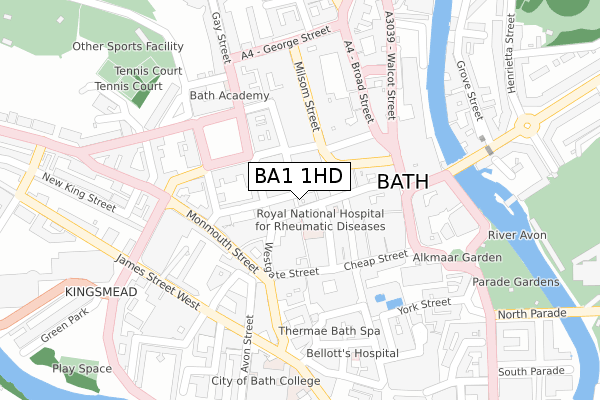 BA1 1HD map - large scale - OS Open Zoomstack (Ordnance Survey)