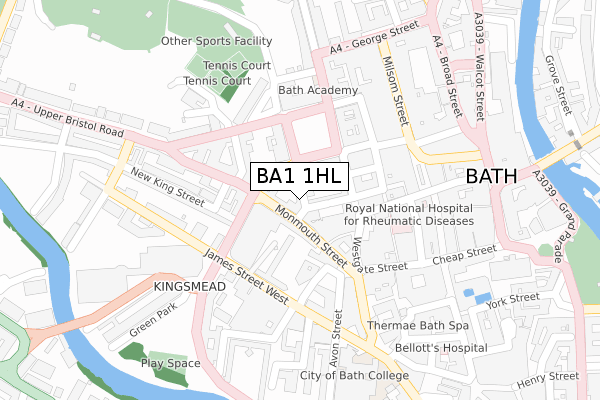 BA1 1HL map - large scale - OS Open Zoomstack (Ordnance Survey)