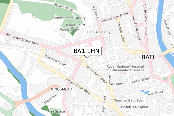 BA1 1HN map - large scale - OS Open Zoomstack (Ordnance Survey)