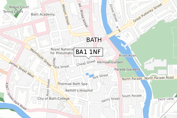 BA1 1NF map - large scale - OS Open Zoomstack (Ordnance Survey)