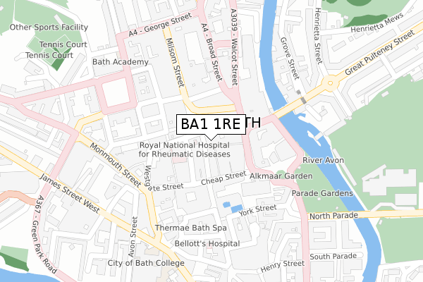 BA1 1RE map - large scale - OS Open Zoomstack (Ordnance Survey)