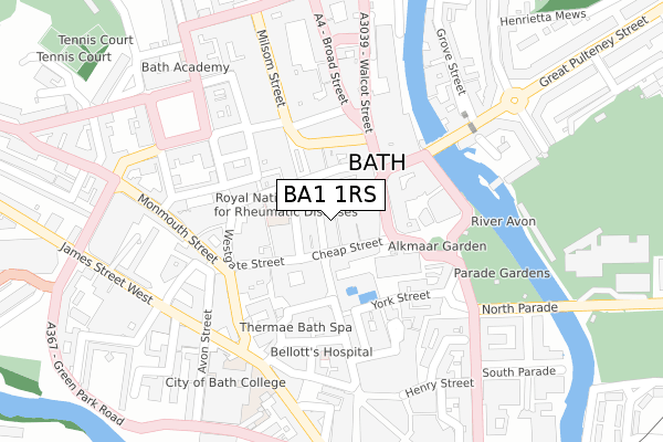 BA1 1RS map - large scale - OS Open Zoomstack (Ordnance Survey)