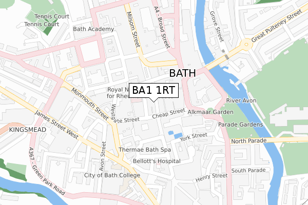 BA1 1RT map - large scale - OS Open Zoomstack (Ordnance Survey)