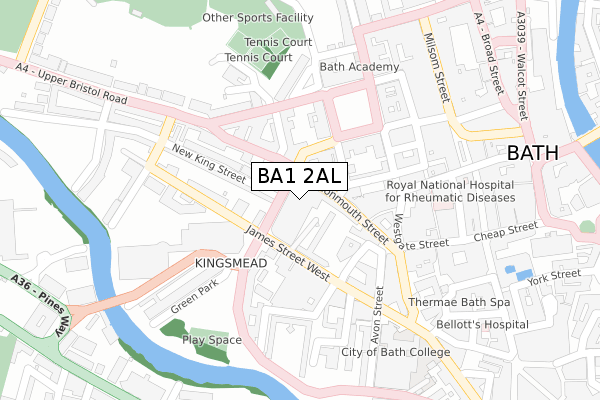 BA1 2AL map - large scale - OS Open Zoomstack (Ordnance Survey)