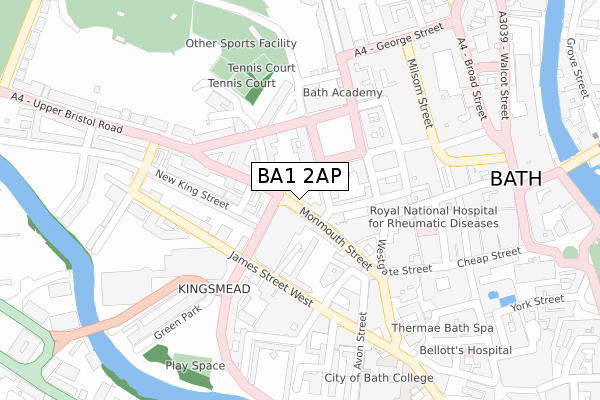 BA1 2AP map - large scale - OS Open Zoomstack (Ordnance Survey)