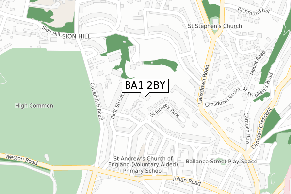 BA1 2BY map - large scale - OS Open Zoomstack (Ordnance Survey)