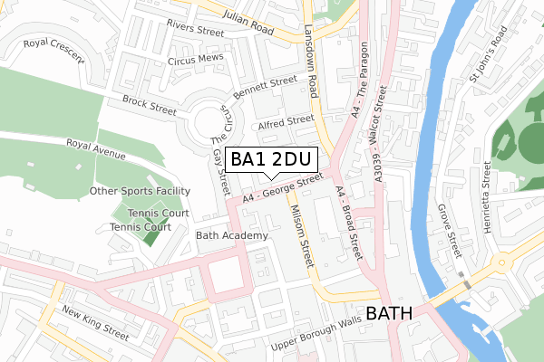BA1 2DU map - large scale - OS Open Zoomstack (Ordnance Survey)