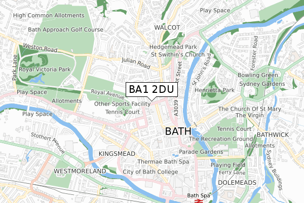 BA1 2DU map - small scale - OS Open Zoomstack (Ordnance Survey)