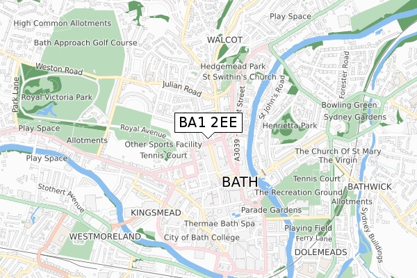 BA1 2EE map - small scale - OS Open Zoomstack (Ordnance Survey)