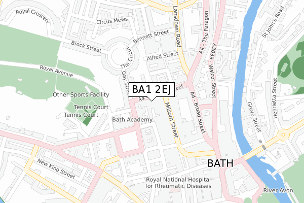 BA1 2EJ map - large scale - OS Open Zoomstack (Ordnance Survey)