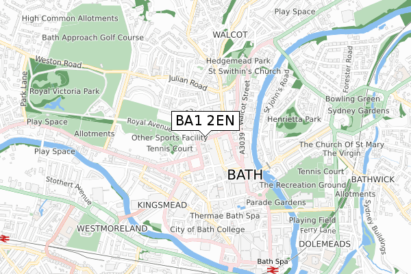 BA1 2EN map - small scale - OS Open Zoomstack (Ordnance Survey)