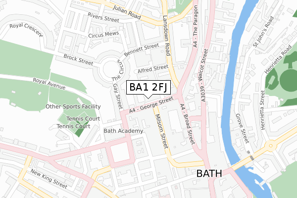 BA1 2FJ map - large scale - OS Open Zoomstack (Ordnance Survey)