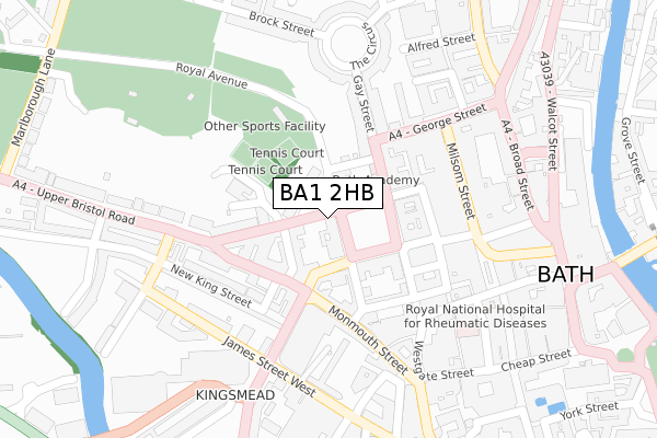 BA1 2HB map - large scale - OS Open Zoomstack (Ordnance Survey)