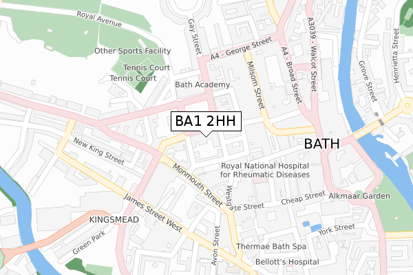 BA1 2HH map - large scale - OS Open Zoomstack (Ordnance Survey)