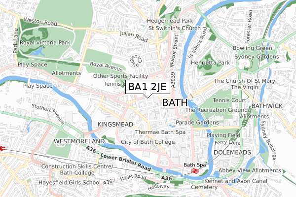 BA1 2JE map - small scale - OS Open Zoomstack (Ordnance Survey) BA1 2JE map - small scale - OS Open Zoomstack (Ordnance Survey)