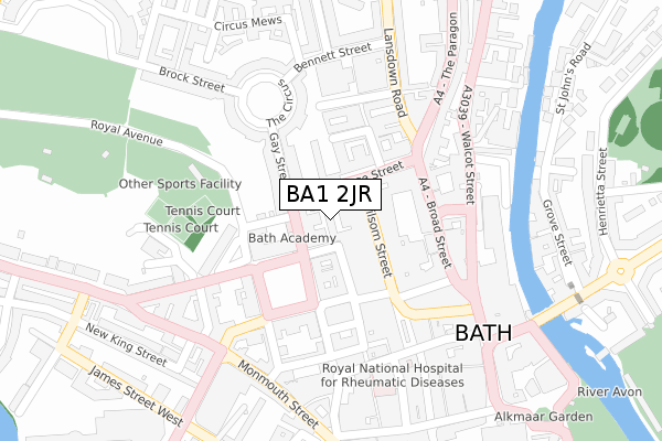 BA1 2JR map - large scale - OS Open Zoomstack (Ordnance Survey)