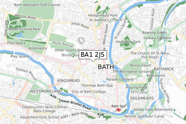 BA1 2JS map - small scale - OS Open Zoomstack (Ordnance Survey)