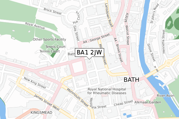 BA1 2JW map - large scale - OS Open Zoomstack (Ordnance Survey)