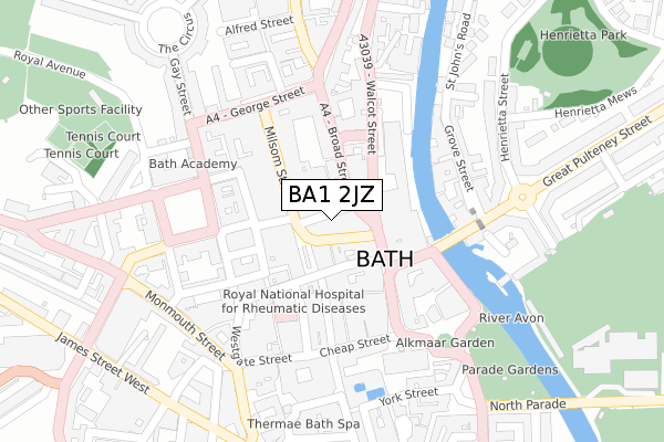 BA1 2JZ map - large scale - OS Open Zoomstack (Ordnance Survey)