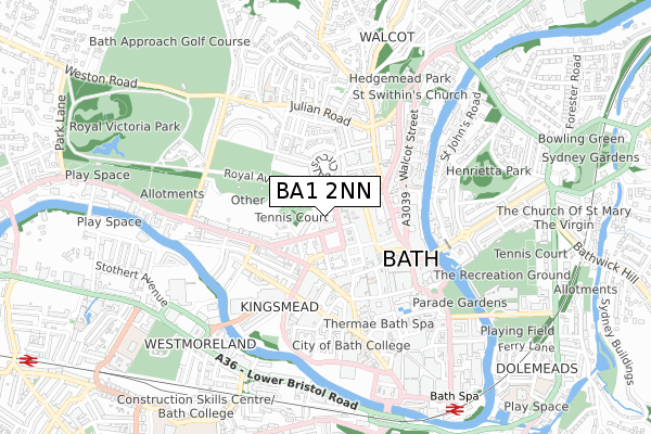 BA1 2NN map - small scale - OS Open Zoomstack (Ordnance Survey)