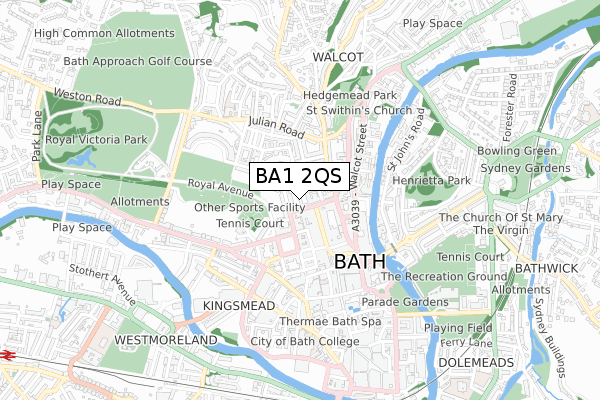 BA1 2QS map - small scale - OS Open Zoomstack (Ordnance Survey)