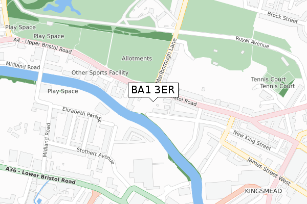 BA1 3ER map - large scale - OS Open Zoomstack (Ordnance Survey)