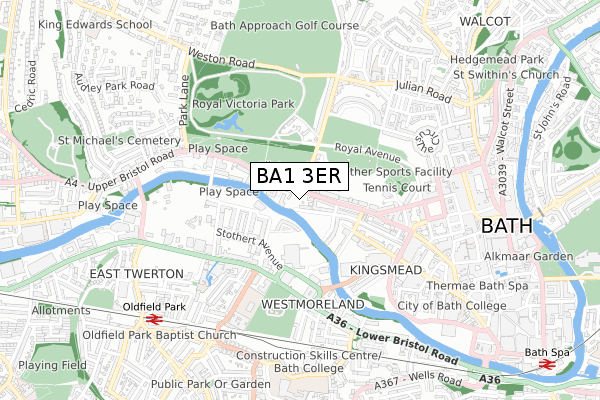 BA1 3ER map - small scale - OS Open Zoomstack (Ordnance Survey)