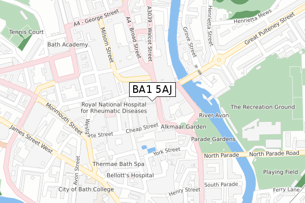 BA1 5AJ map - large scale - OS Open Zoomstack (Ordnance Survey)