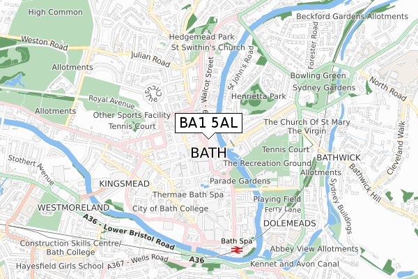 BA1 5AL map - small scale - OS Open Zoomstack (Ordnance Survey)